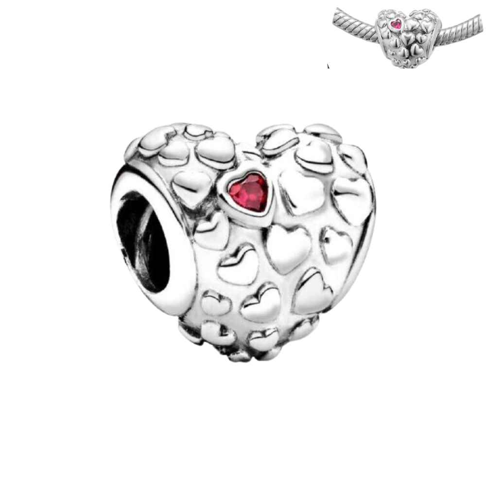 PCHARM1870 CORAZON Y CUENTAS EN FORMA DE CORAZON