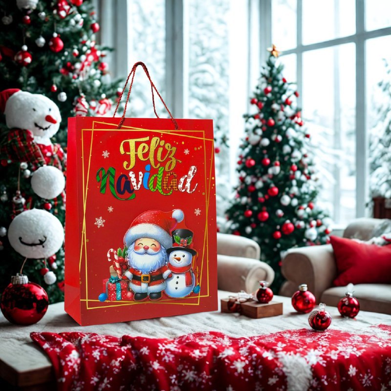 BOLSA DE REGALO NAVIDEÑA MEDIANA 26X32X10CM