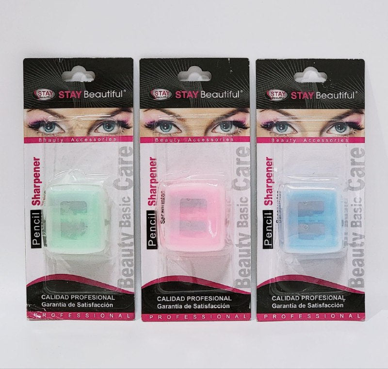SACAPUNTAS DE LAPIZ DELINEADORES DE OJOS, LABIOS, ETC DOBLE HOJA DE ACERO, 2 TAMAÑOS STAY BEAUTIFUL