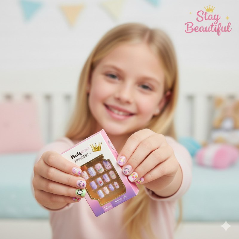 UÑAS POSTIZAS PRESS ON, UÑAS POSTIZAS PARA NIÑAS EN PAQUETE DE CON ADHESIVO DE COLOCACION RAPIDA STAY BEAUTIFUL