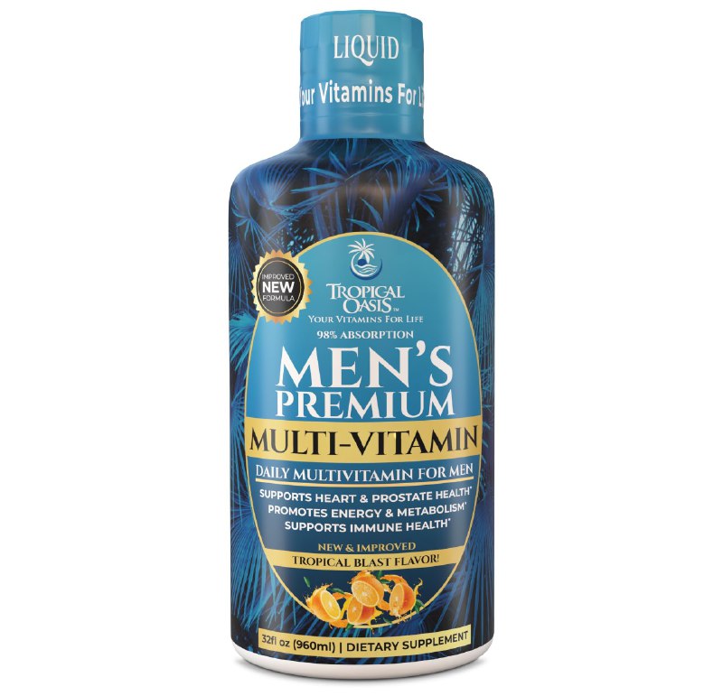 VITAMINAS SUPLEMENTO MULTIVITAMINICO DIARIO PREMIUM PARA HOMBRES LA SALUD DEL CORAZON Y PROSTATA TROPICAL 32OZ