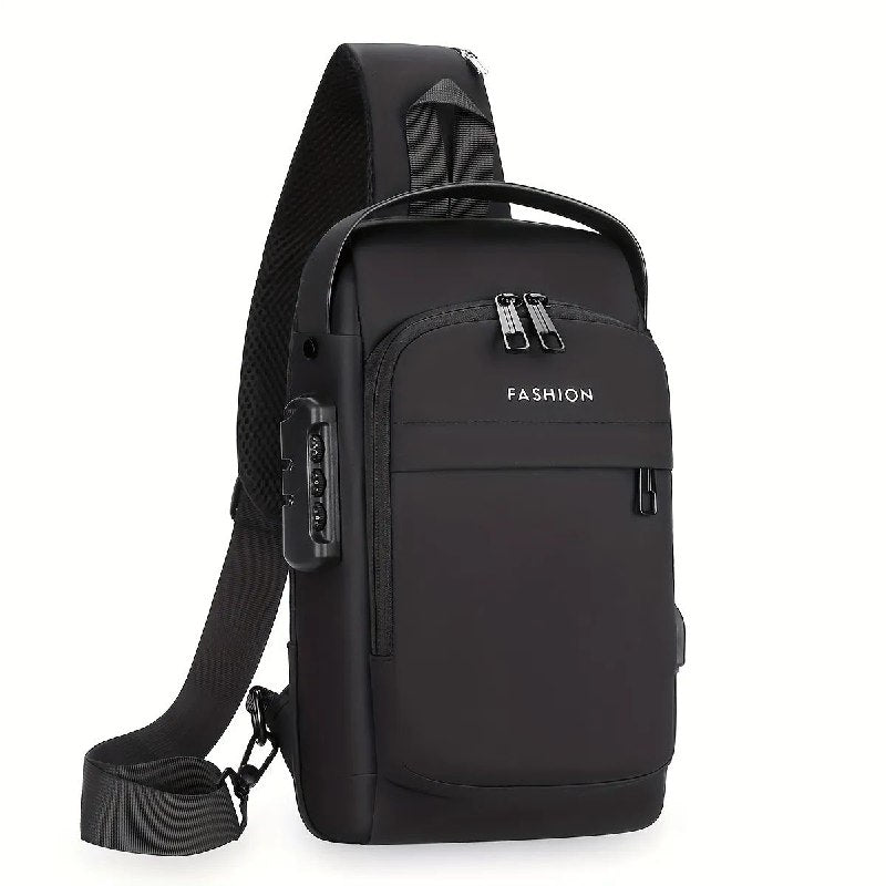 MOCHILA ECONOMICA CRUZADA IMPERMEABLE PARA HOMBRE CON PUERTO USB, SENDERISMO Y CAMINAR, DURADERO PORTATIL Y CLAVE ANTIRROBO