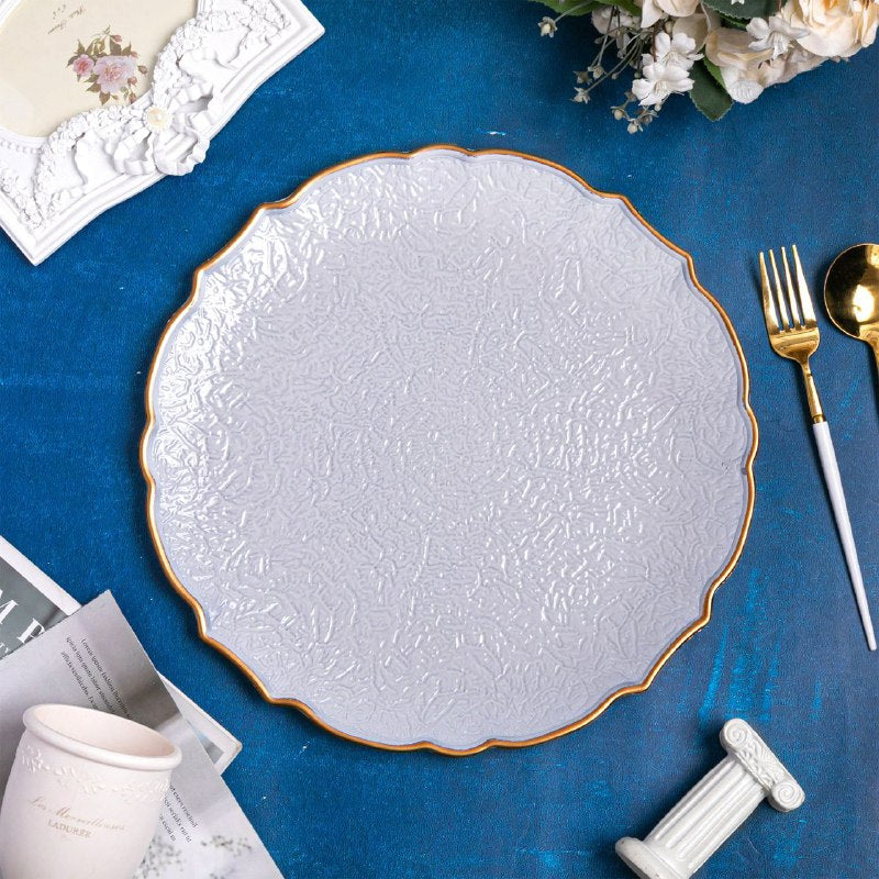 PLATO DE CARGA DECORATIVO NAVIDEÑO BLANCO DE PLASTICO 32X32CM