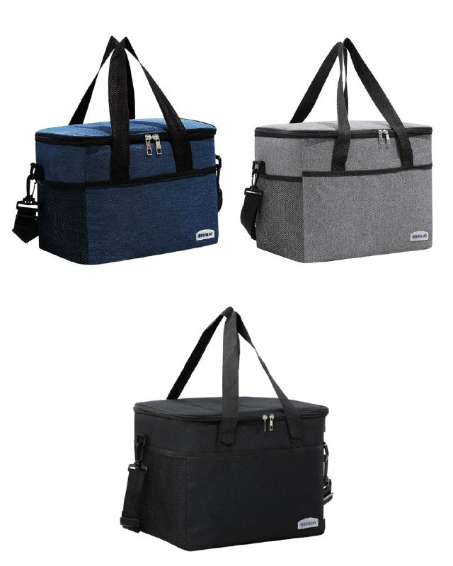 LONCHERA TERMICA DE GRAN CAPACIDAD, FACIL DE TRANSPORTAR, CAPA INTERNA IMPERMEABLE, AISLANTE DE CALOR, FACIL DE LIMPIAR, 3 COLORES 25X25CM