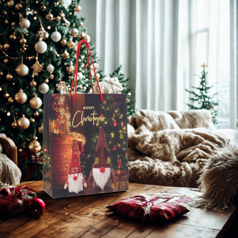 BOLSA DE REGALO NAVIDEÑA PEQUEÑA 19.5X23.5X8CM