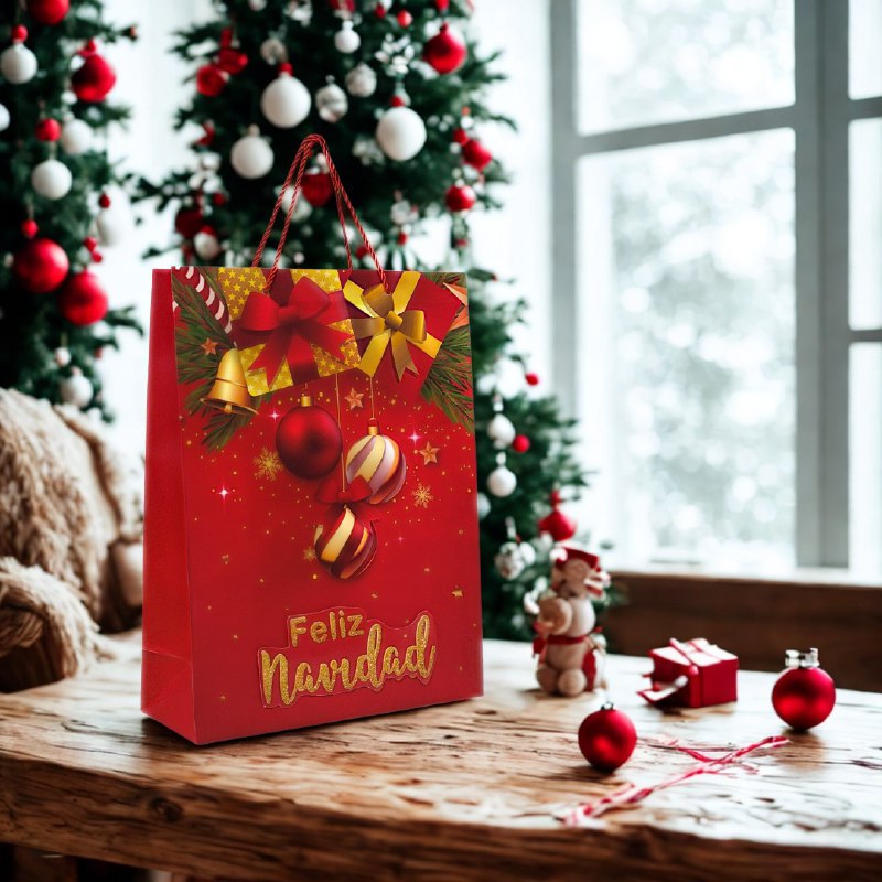 BOLSA DE REGALO NAVIDEÑA GRANDE 30X40X12CM