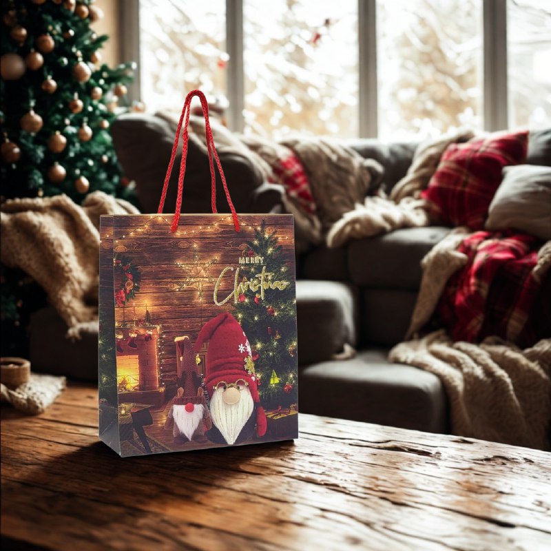 BOLSA DE REGALO NAVIDEÑA PEQUEÑA 19.5X23.5X8CM