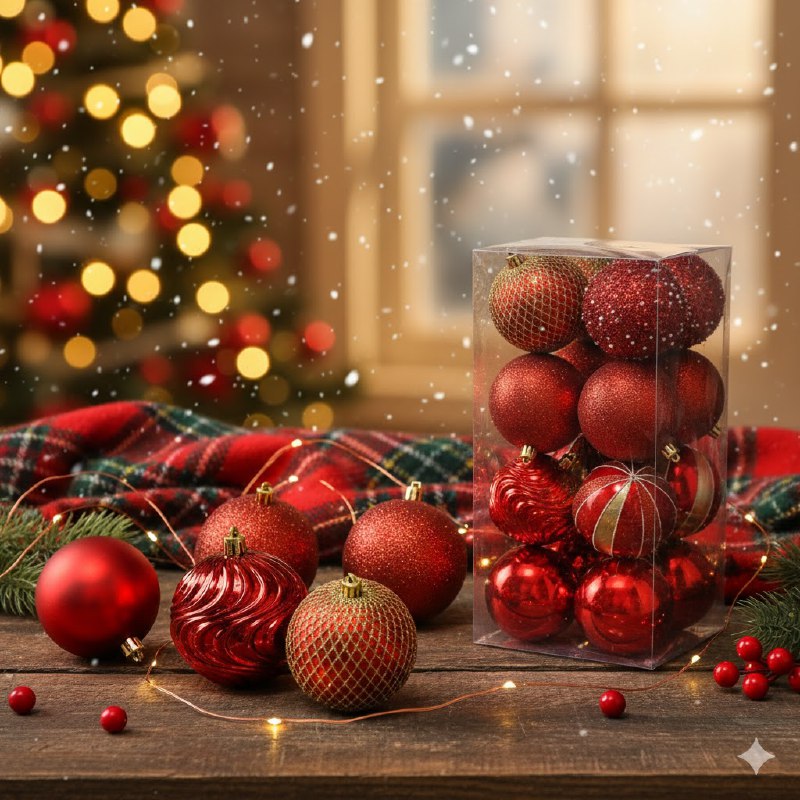 DECORACION ADORNO NAVIDEÑO PAQUETE DE 16 BOLAS DECORATIVAS 8CM 49x49x65, IDEALES PARA DARLE UN TOQUE UNICO A TU ARBOL DE NAVIDAD