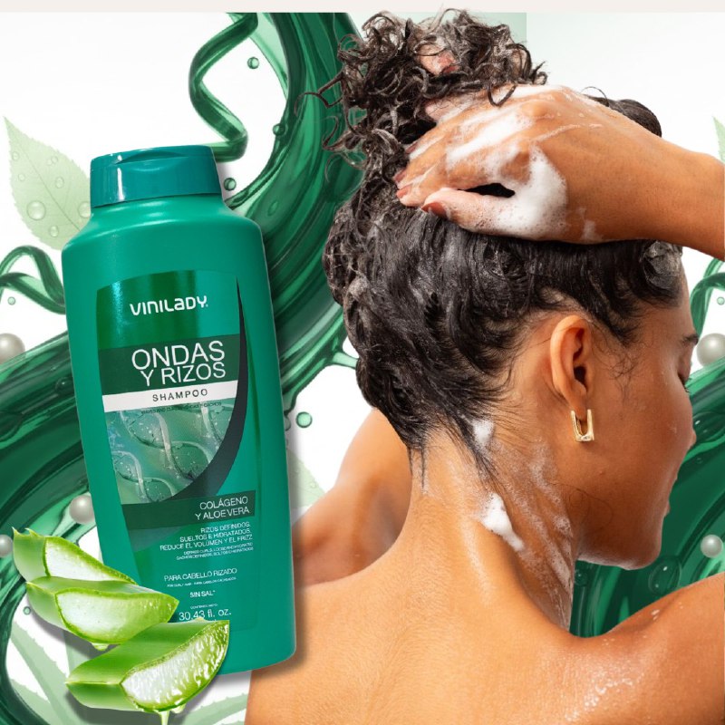 SHAMPOO PARA EL CABELLO RIZADO CON COLAGENO Y ALOE VERA HIDRATANTE VINILADY 900ML