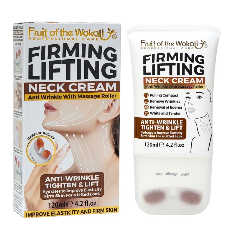 CREMA PARA EL CUELLO COLAGENO PARA EL CUELLO, TENSA Y ELEVA LA PIEL DEL CUELLO, ANTIARRIGAS, REAFIRMANTE, SUAVIZA LA PIEL FRUIT OF THE WOKALI 120ML