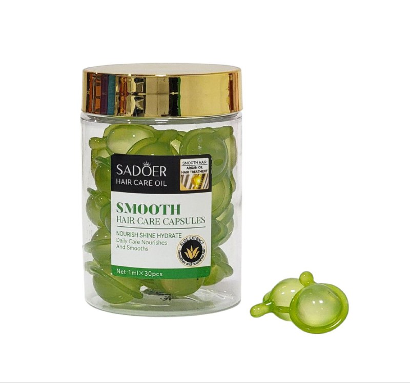 AMPOLLAS PARA EL CABELLO EN CAPSULAS LISO DE ACEITE DE ARGAN Y ALOE, HIDRATA Y SUAVIZA PROFUNDAMENTE, CUIDADO DIARIO NUTRE Y SUAVIZA, NO ACEITOSO, FACIL DE ABSORBER SADOER HAIER CARE OIL SMOOTH 1MLX30