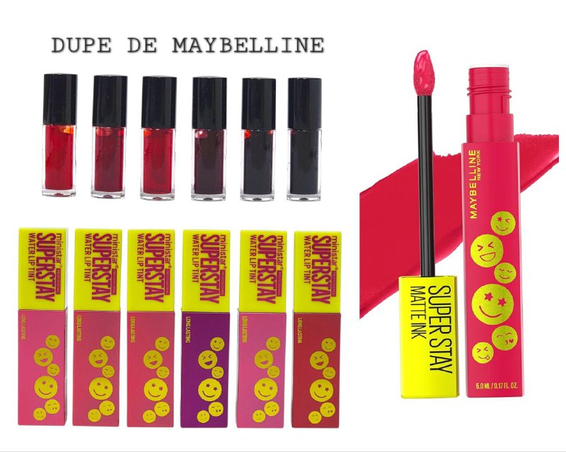 BRILLO LABIAL TINTA HIDRATANTE DUPE DE MAYBELLINE 8ML, CON COLORES VIBRANTES QUE DAN VITALIDAD A TUS LABIOS MINISTAR PROFESSIONAL SUPERSTAY WATER LIP TINT