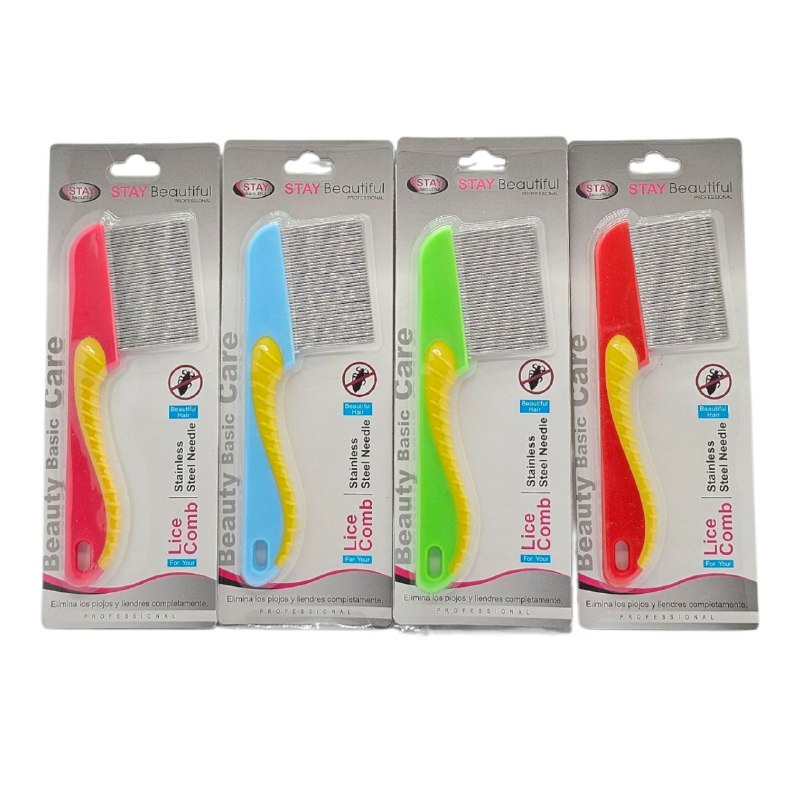 CEPILLO PEINE PARA ELIMINAR PIOJOS, PEINE DE DIENTES FINOS DE ACERO INOXIDABLE LARGOS STAY BEAUTIFUL