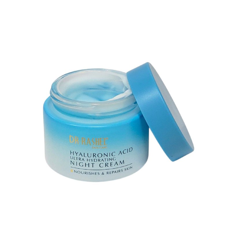 CREMA FACIAL DE NOCHE ULTRAHIDRATANTE CON ACIDO HIALURONICO 50G, QUE RETIENE LA HUMEDAD DURANTE TODA LA NOCHE DEJANDO LA PIEL RENOVADA Y REVITALIZADA DR RASHEL
