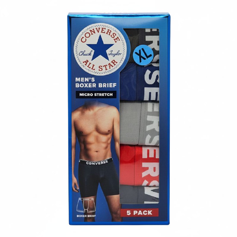 ROPA INTERIOR PARA CABALLERO, CONVERSE BOXER BRIEF MICRO STRETCH, 5 UNIDADES TALLA EXTRA LARGE 102-107 (XL)