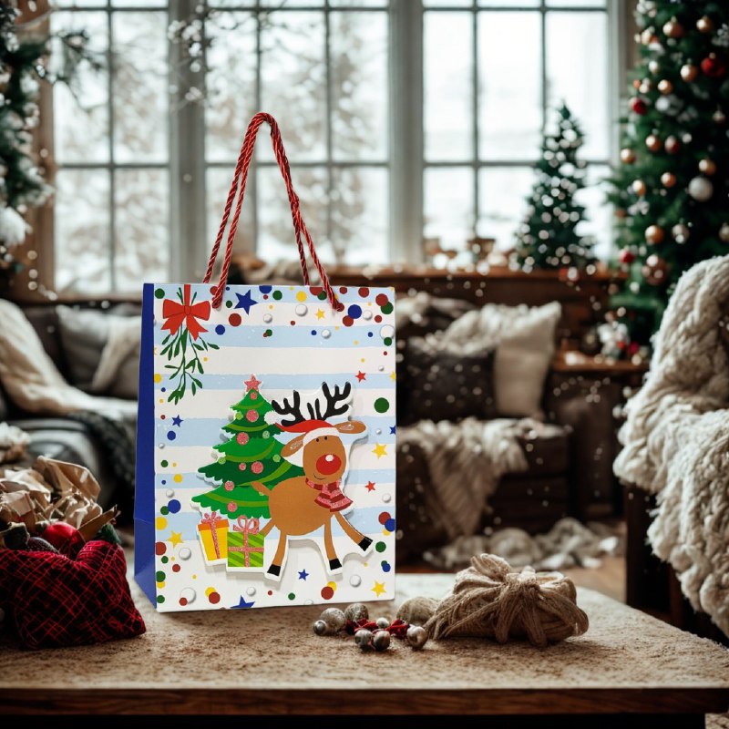 BOLSA DE REGALO NAVIDEÑA PAQUEÑA 18X23X10CM