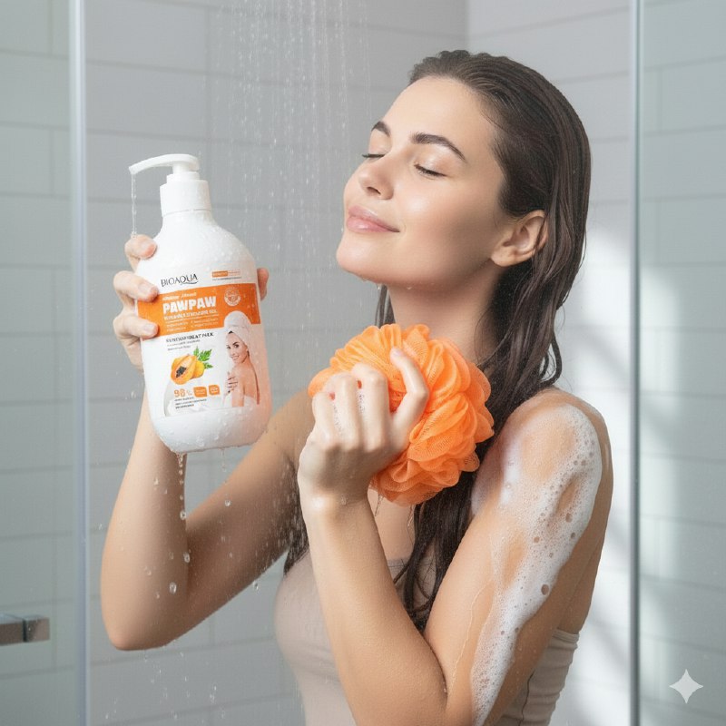 GEL DE DUCHA DE PAPAYA CON VITAMINA C HIDRATANTE ILUMINADOR BIOAQUA 480ML