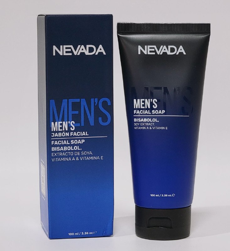 LIMPIADOR FACIAL, JABON FACIAL QUE LIMPIA, RESTAURA Y REFRESCA CON BISABOLOL, EXTRACTO DE SOYA, VITAMINA A Y E QUE HIDRATA LA PIEL NEVADA MENS 100ML