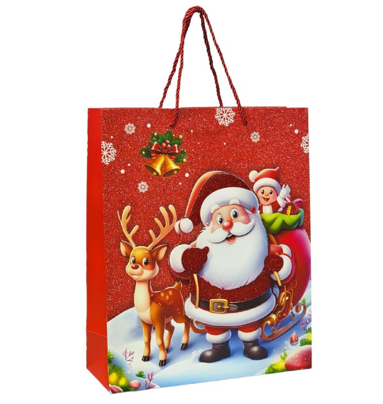 BOLSA DE REGALO NAVIDEÑA MEDIANA 32X26X10CM