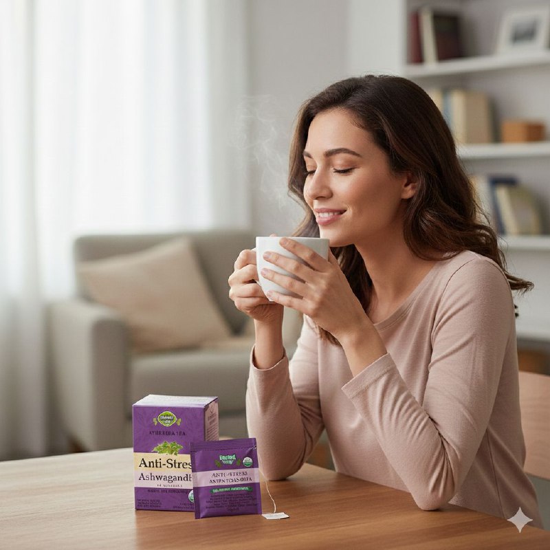 TE DE ASHWAGANDHA ANTIESTRES ORGANICO SIN CAFEINA, EFECTO RELAJANTE HERBAL CUP 16UND