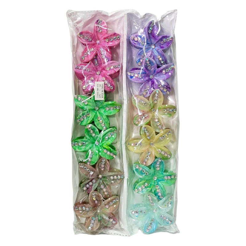 GANCHO PARA EL CABELLO DE PINZA DE FLOR HAWAIANA CON PIEDRAS, PINZAS DE SUJECION FUERTE, ACCESORIO PARA EL CABELLO 8CM, PAQUETE 12UND