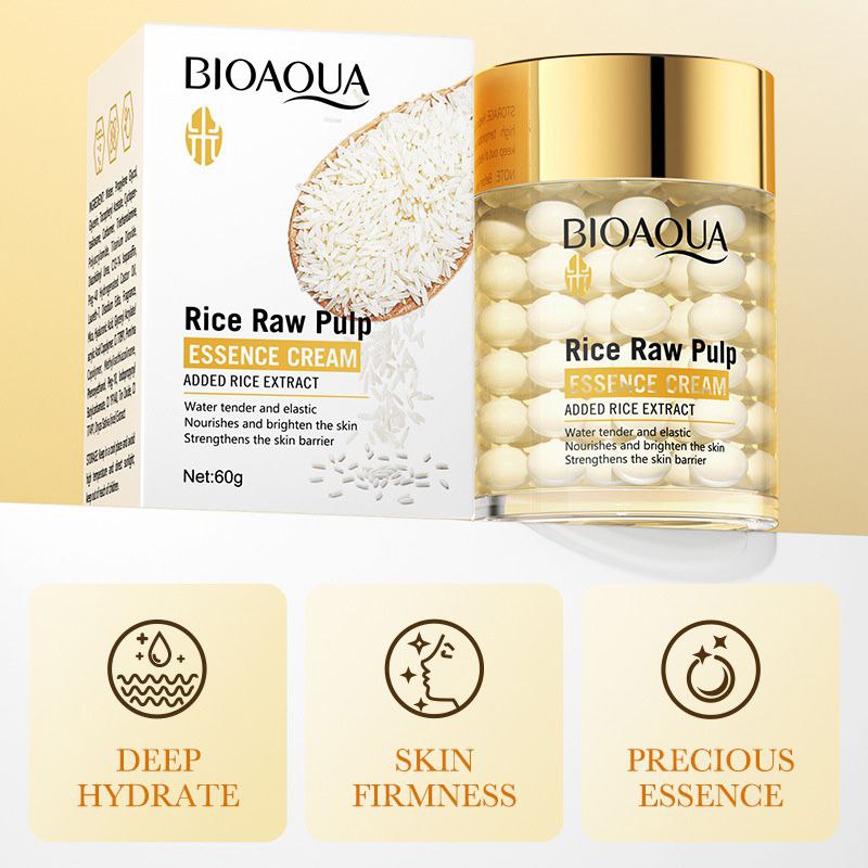 CREMA FACIAL HIDRATANTE E ILUMINADORA CON EXTRACTO DE PULPA CRUDA DE ARROZ BIOAQUA 60G