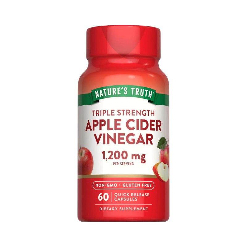 VITAMINAS EN CAPSULAS DE VINAGRE DE SIDRA DE MANZANA 1,200MG POR PORCION SIN GLITEN TRIPLE FUERZA NATURE S TRUTH 60UND