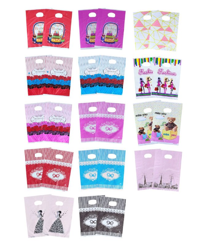 BOLSA DE REGALO PLASTICA PEQUEÑA 20X30CM, PAQUETE 100UND