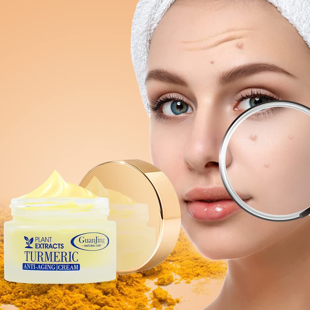 CREMA FACIAL DE CURCUMA, ANTIENVEJECIMIENTO, ANTIARRUGAS Y ANTIACNE, BLANQUEAMIENTO E ILUMINACION DE COLAGENO HIDRATANTE GUAJING NATURAL CARE TURMERIC 50ML