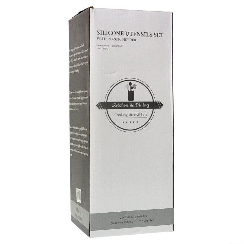 JUEGO DE UTENSILIOS DE COCINA DE SILICONA CON SOPORTE PLASTICO DE 12 PIEZAS, DISEÑADO PARA SOPORTAR TEMPERATURAS DE 30 A 130 GRADOS, SILICONA FLEXIBLE Y SUAVE, 5 COLORES KITCHEN & DINNING