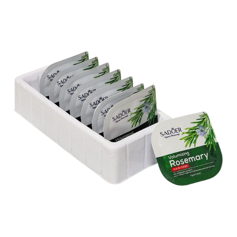MASCARILLA PARA EL CABELLO DE EXTRACTO DE ROMERO Y ACIDO HIALURONICO SADOER 7.5GX8UND