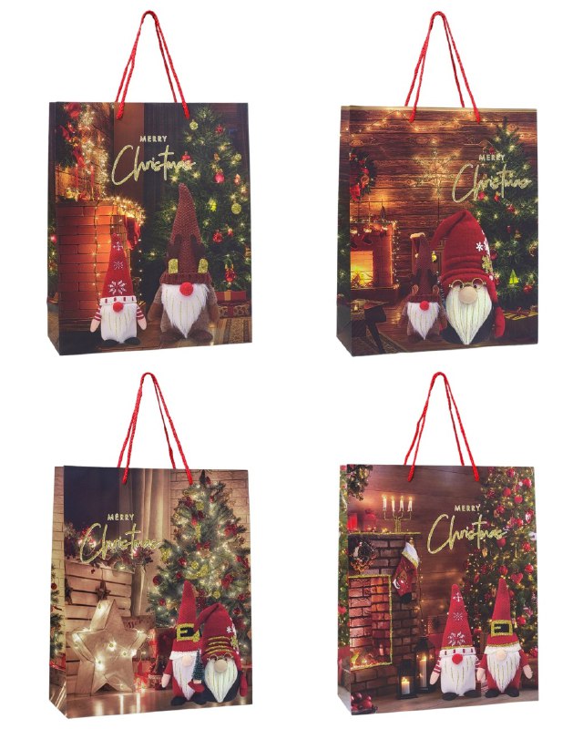 BOLSA DE REGALO NAVIDEÑA MEDIANA 26X32X10CM