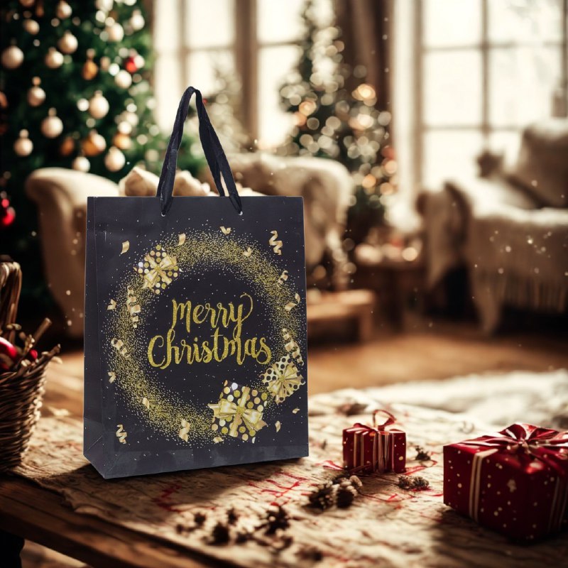 BOLSA DE REGALO NAVIDEÑA MEDIANA 26X32X10CM