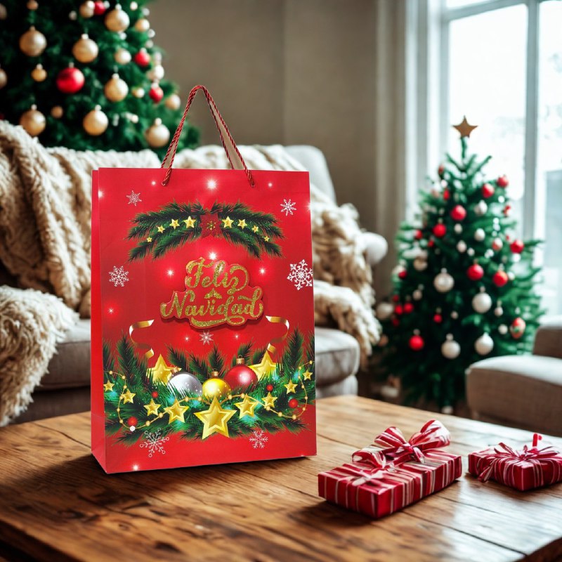 BOLSA DE REGALO NAVIDEÑA GRANDE 30X40X12CM