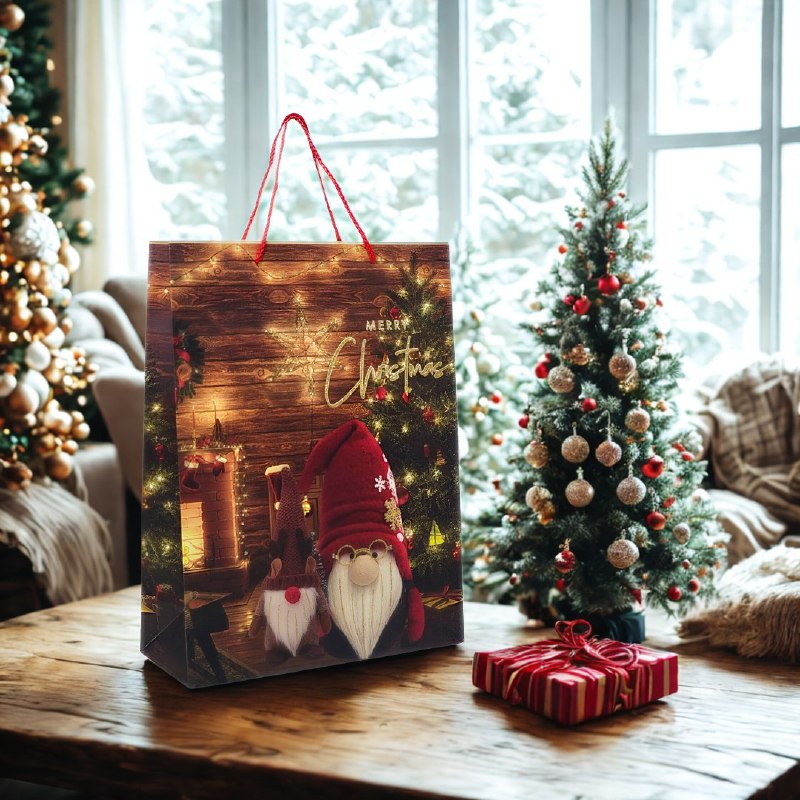 BOLSA DE REGALO NAVIDEÑA GRANDE 30X40X12CM