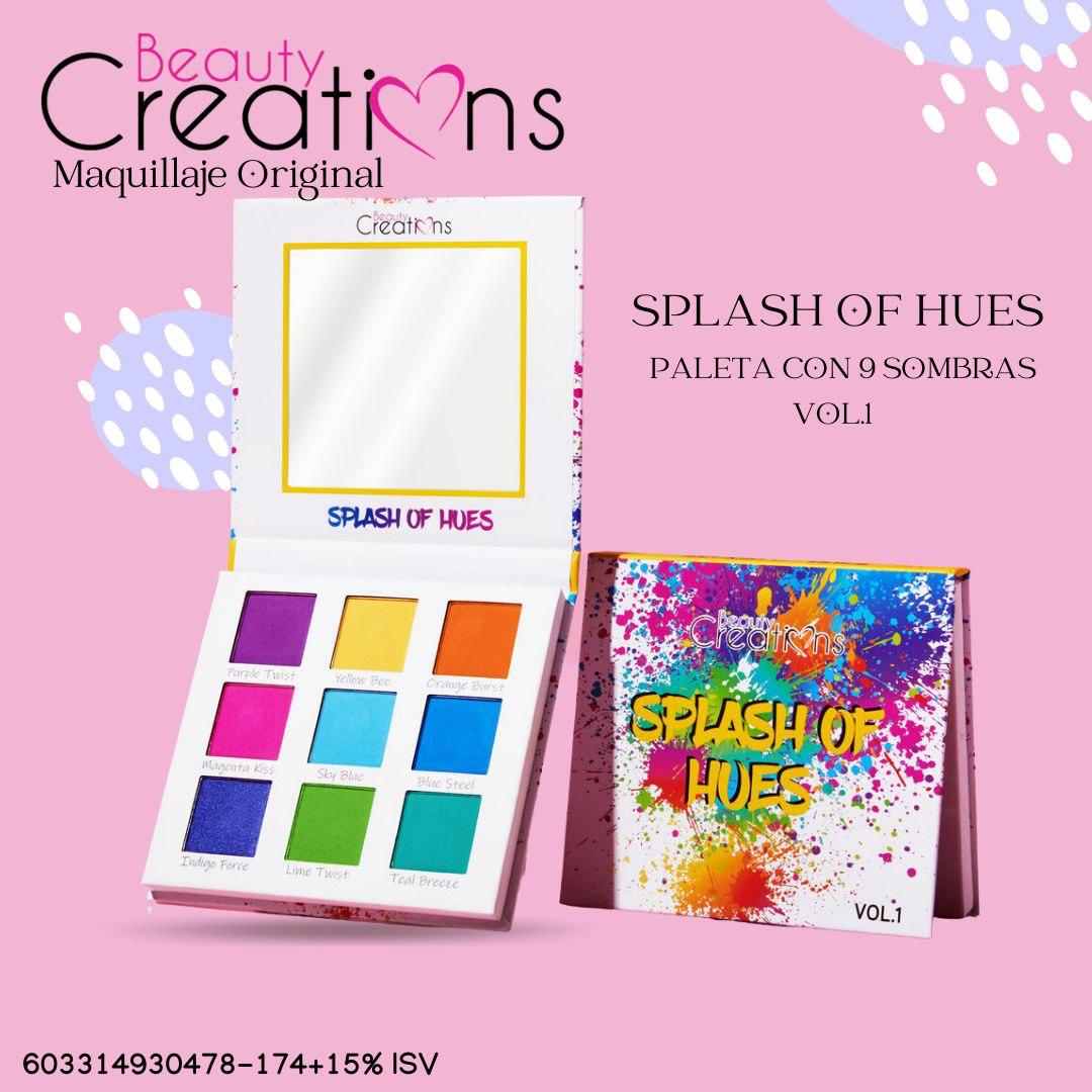 SOMBRA PARA OJOS EN PALETA BEAUTY CREATIONS SPLASH OF HUES VOL.1, 9 SOMBRAS