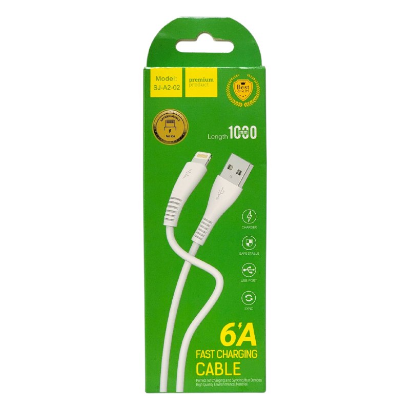 CABLE USB DE CARGA TIPO LIGHTNING IPHONE, CARGA RAPIDA PREMIUM DE 1M DE LARGO Y CON CONTRANSMISION DE DATOS RAPIDA