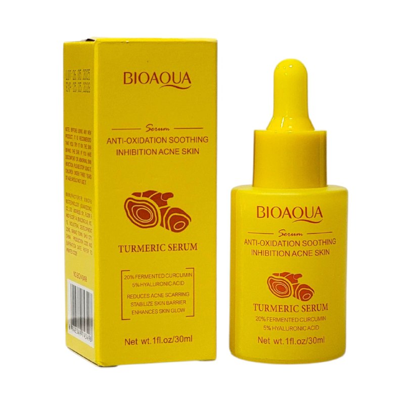 SUERO FACIAL ANTIOXIDANTE Y ANTI ANTI ACNE DE CURCUMA 30ML, DISEÑADO PARA PIEL CON ACNE, REPONE EL AGUA Y CONTROLA EL ACEITE, ALIVIANDO EL ACNE Y REVITALIZANDO LA PIEL DEJANDOLA SUAVE BIOAQUA