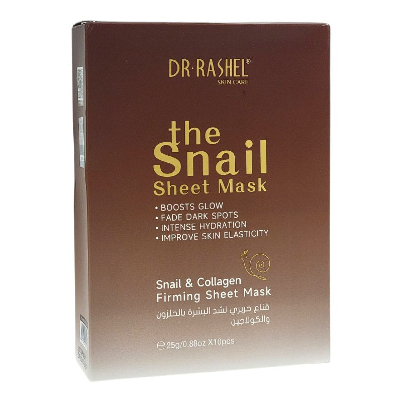 MASCARILLA FACIAL DE CARACOL Y COLAGENO HIDRATANTE REJUVENECEDOR 25GX10UND, LAMINA NATURAL QUE SE AJUSTA PERFECTAMENTE AL ROSTRO PERMITIENDO UNA ABSORCION PROFUNDA Y EFECTIVA DEJANDO LA PIEL SUAVE Y CON BRILLO DR RASHEL