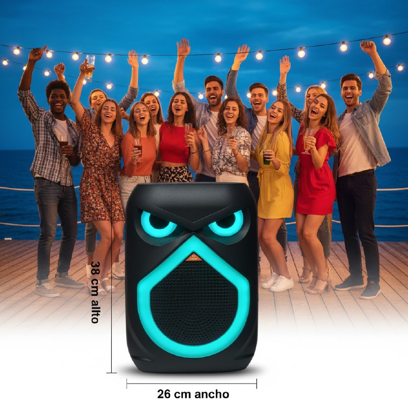 PARLANTE ALTAVOZ INALAMBRICO CON LUCES RGB DE PANEL COMPLETO, BATERIA DE ALTA CAPACIDAD Y 25W DE POTENCIA, SONIDO ENVOLVENTE Y MICROFONO PARA KARAOKE MS-2046BT