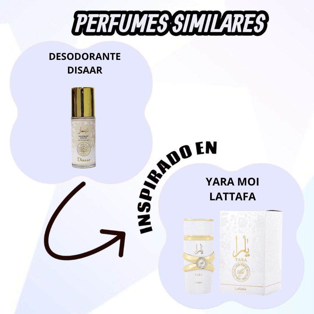 DESODORANTE ANTITRANSPIRANTE ROLL-ON REFRESCANTE DISAAR 30ML (INSPIRADO EN LATTAFA YARA MOI)