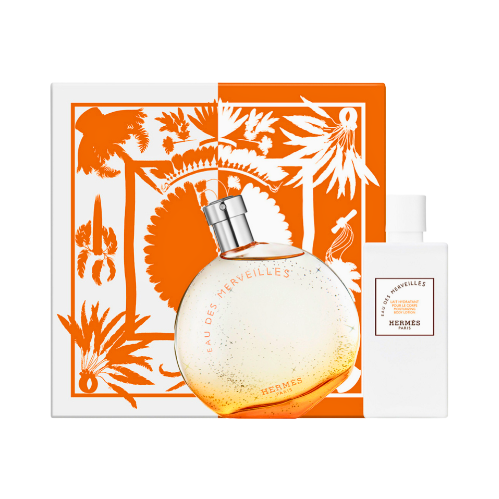 SET HERMES EAU DES MERVEILLES EDT 100ML, BODY LOTION 80ML (M)