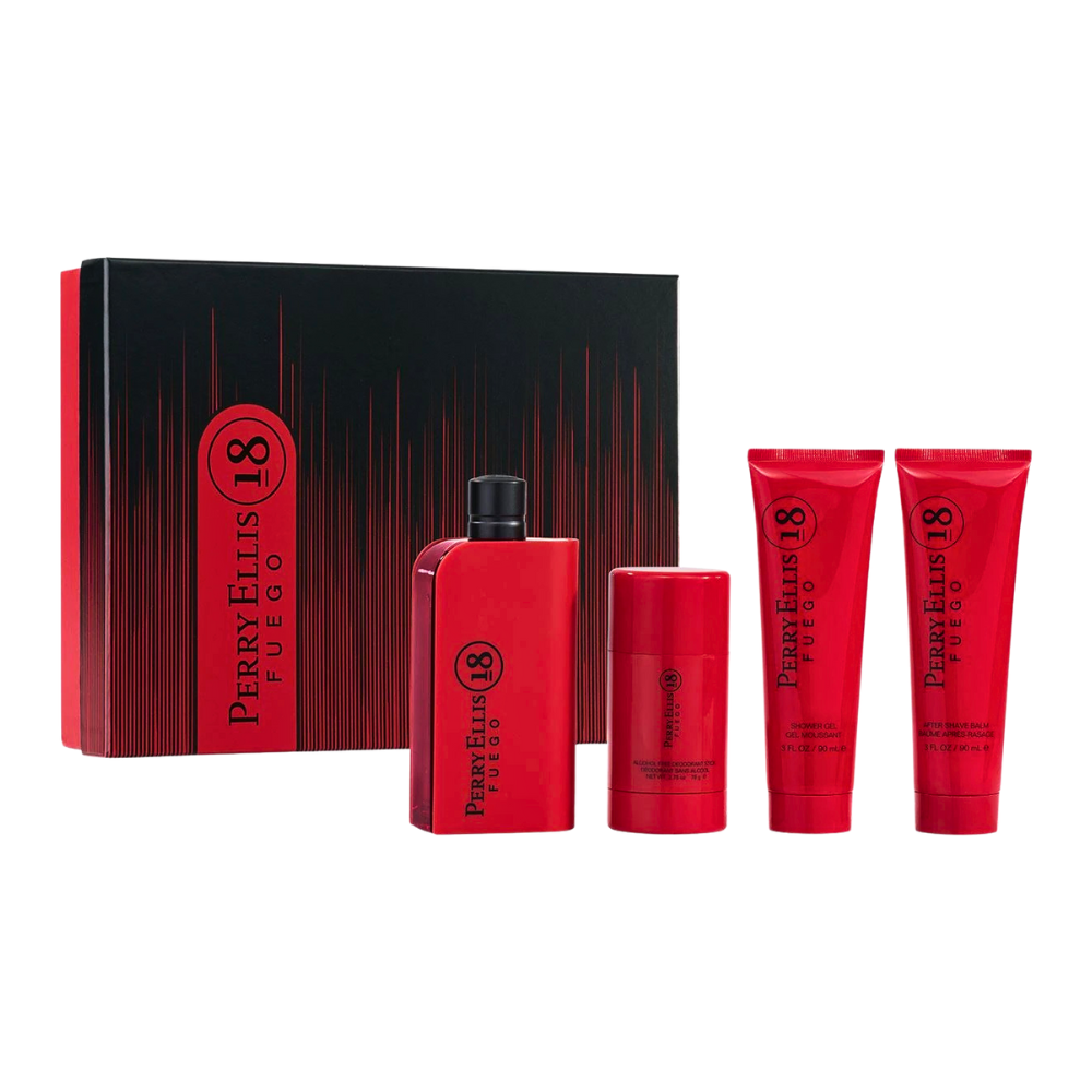 SET PERRY ELLIS 18 FUEGO EDT 100ML, AFTER SHAVE 90ML, SHOWER GEL 90ML, DEODORANT 78G (H)