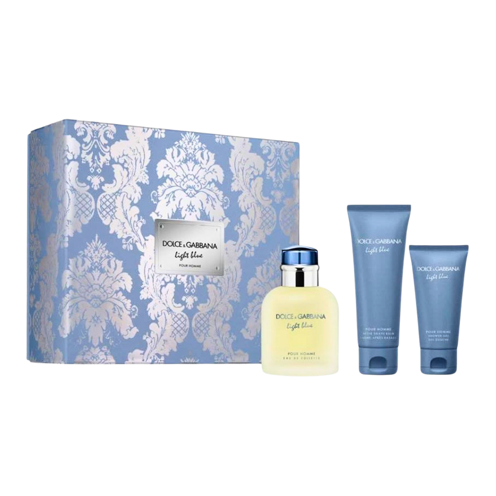 SET DOLCE & GABBANA LIGHT BLUE FOR MEN EDT 125ML, AFTHER SHAVE 75ML, SHOWER GEL 50ML (H)