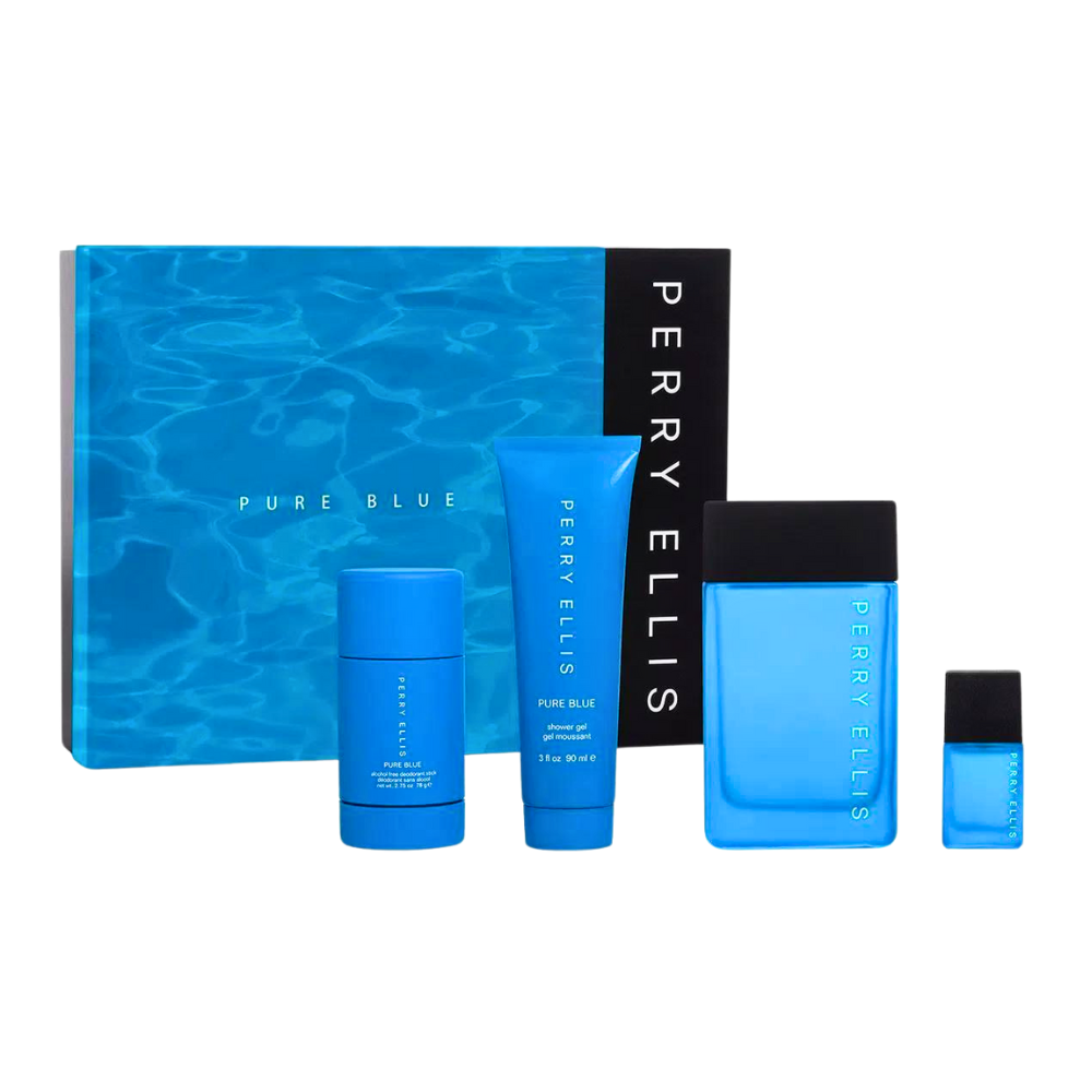 SET PERRY ELLIS PURE BLUE EDT 100ML, EDT 10ML, SHOWER GEL 90ML, DEODORANT 78G (H)