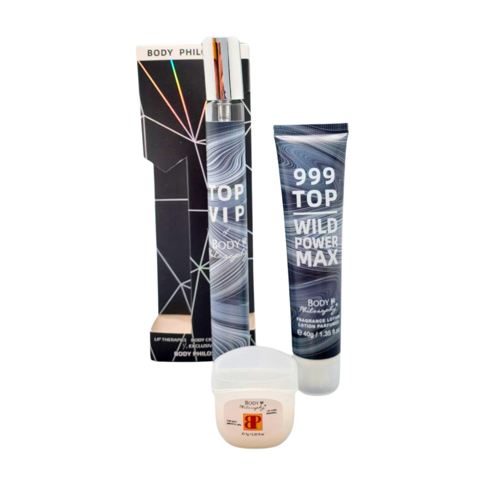 SET PERFUME EN TUBO PARA HOMBRE BODY PHILOSOPHY 999 TOP WILD POWER MAX EDP 35ML, BODY LOTION 40G, VASELINA 7G (H)