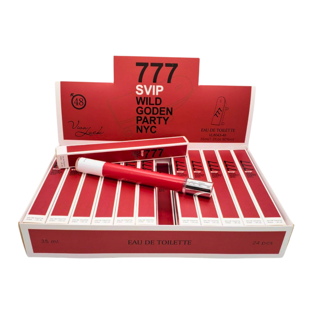 PERFUME EN TUBO PARA HOMBRE 777 SVIP WILD GODEN PARTY NYC 48 EDT 35ML (H)