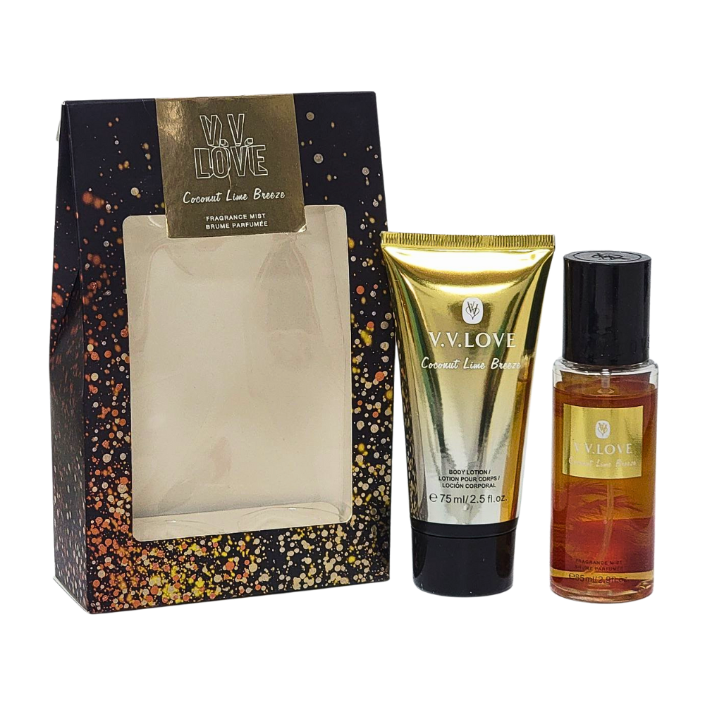 SET DE SPLASH PARA DAMA VV LOVE COCONUT LIME BREEZE SPLASH 85ML, BODY LOTION 75ML (M)