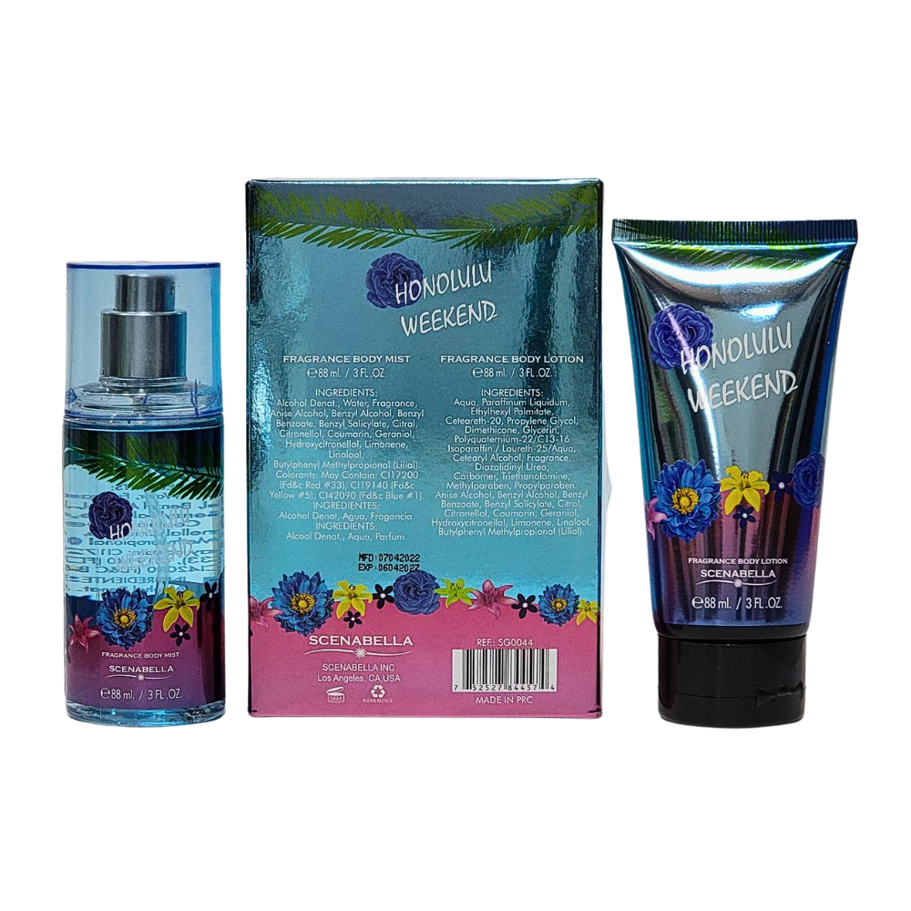 SET DE SPLASH PARA DAMA SCENABELLA HONOLULU WEEKEND SPLASH 88ML, BODY LOTION 88ML (M)