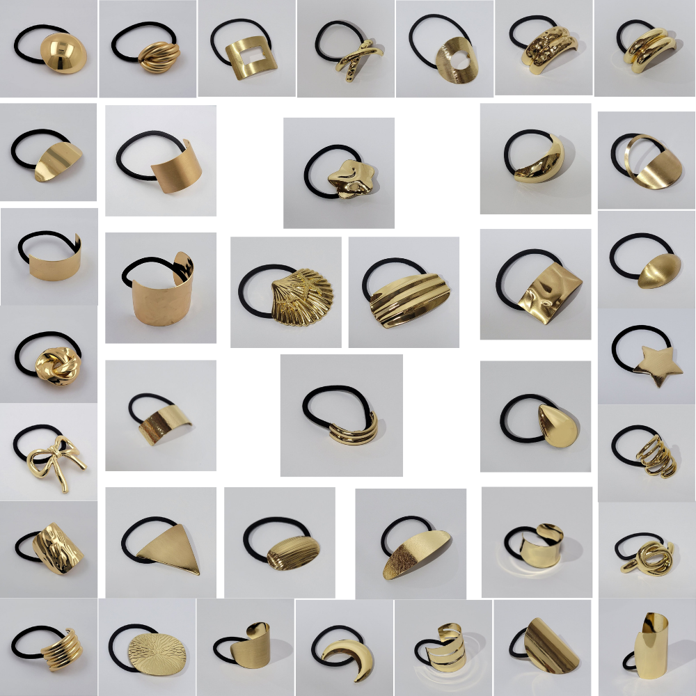 COLA DECORATIVA METALICA PARA EL CABELLO COLOR DORADO VARIOS ESTILOS PONY CUFFS